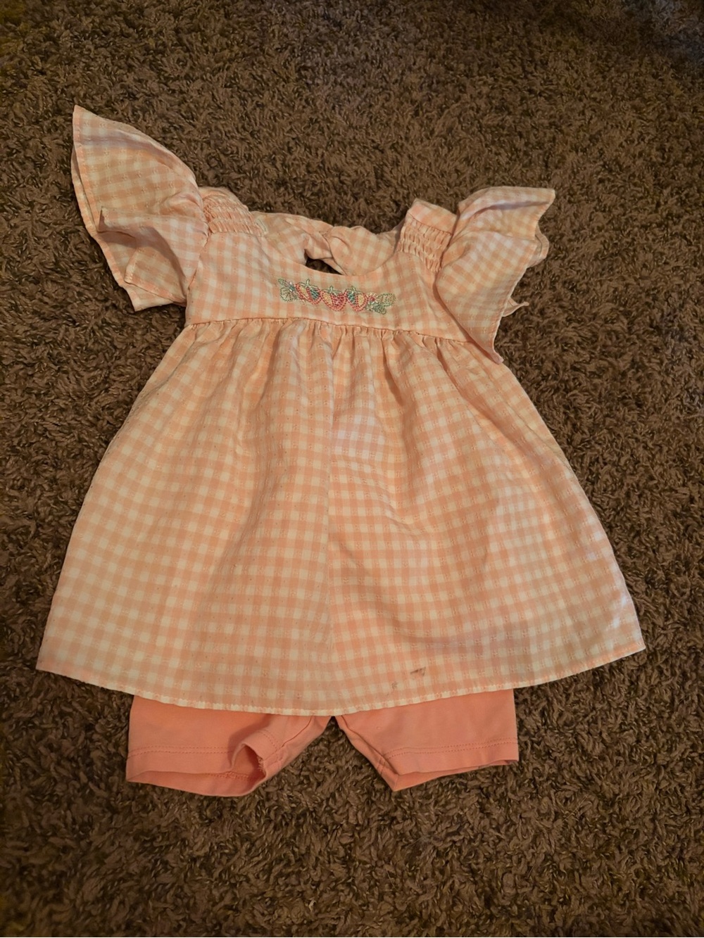 Bonnie Baby smocked strawberry 2 piece outfit